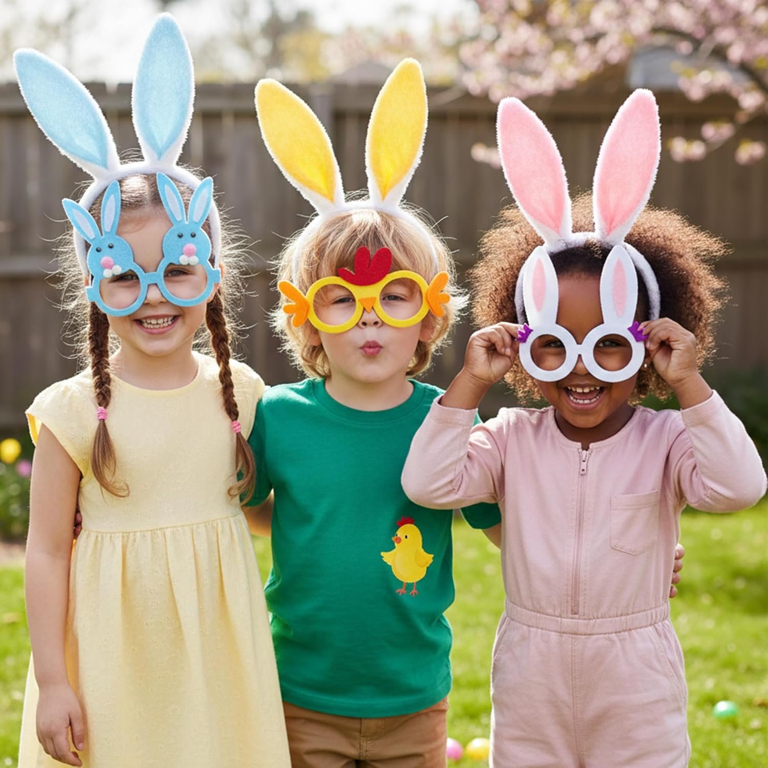 Easter Headbands and Glasses Set, 6PCS Bunny Ear Headbands & Funny Easter Glasses, Cute Photo Props for Easter - Image 2