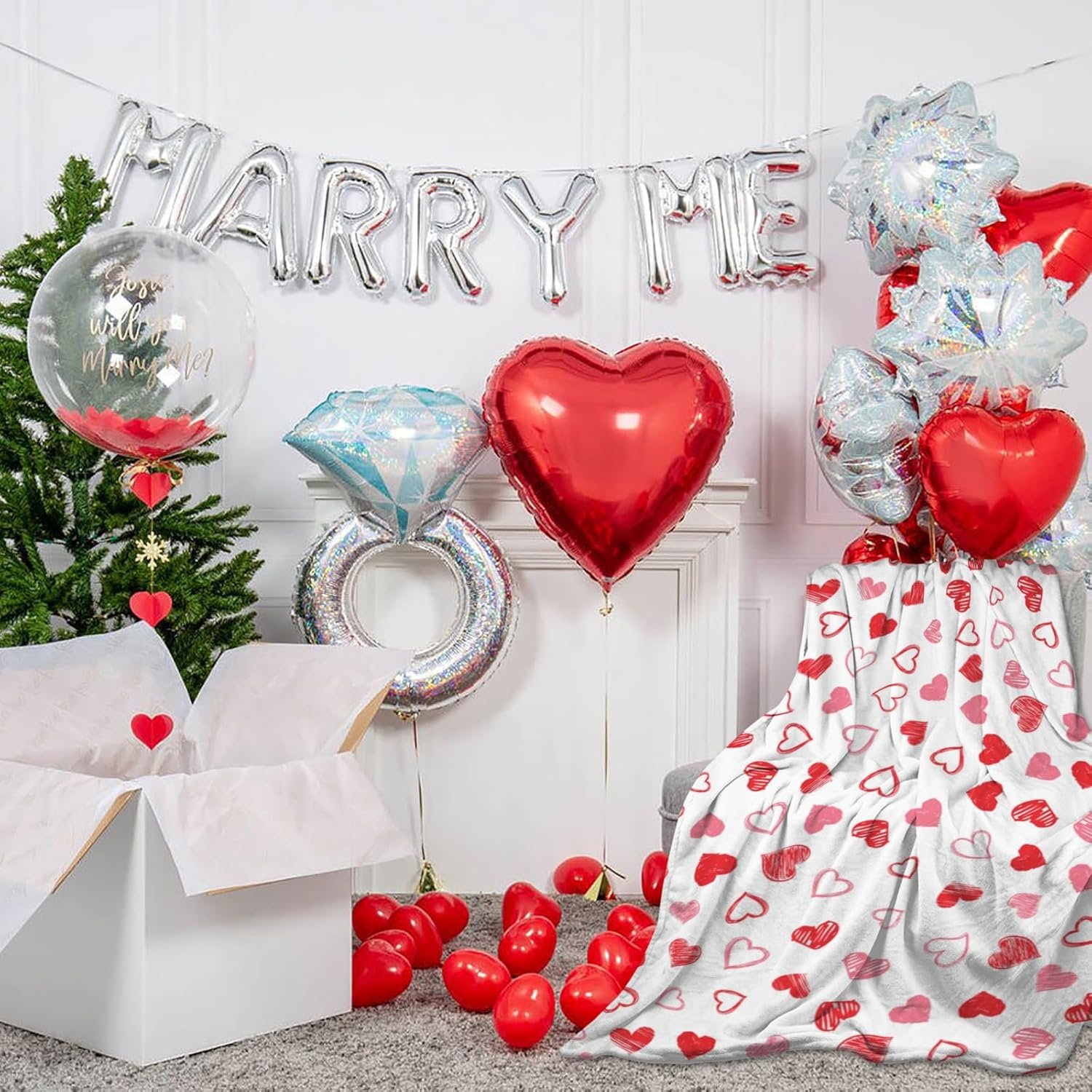 Valentine's Day Love Heart Throw Blanket, Lightweight Ultra Soft Flannel Blanket for Girlfriend Sweetheart, Pink Red Warm Cosy Fuzzy Throw Blanket for Sofa and Bed 50" x 60" - Be Mine Love - Image 2