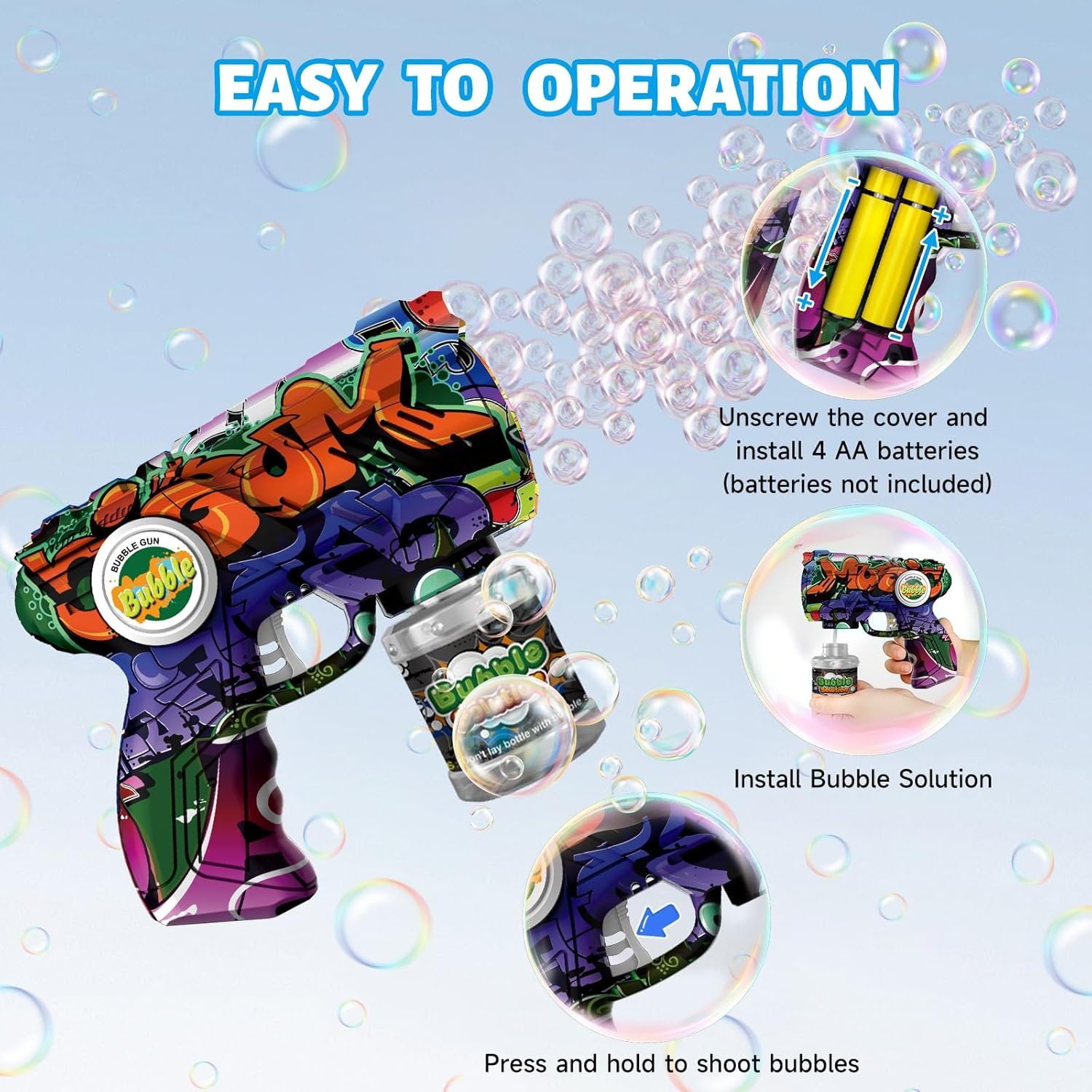 Bubble Gun for Kids with LED Lights & Leak-Proof Design, 10-Hole Automatic Bubble Machine Gun for Kid 3-8, Party Favors, Outdoor, Summer Toys, Birthday Gifts for Boys & Girls (Colorful) - Image 5