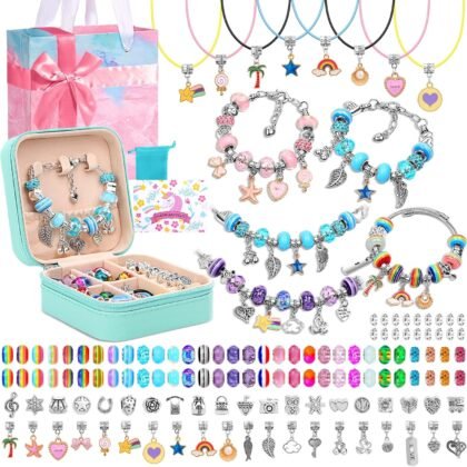 LifeisLuck Charm Bracelet Making Kit, Charm Bracelet Making Kit with Jewelry Gift Box, Necklace Arts Crafts Women Personalized Gifts for Birthday Holiday Valentines