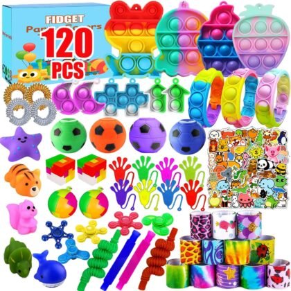 120 Pcs Fidget Toys Party Favors for Kids, Stress Relief Sensory Toys for Anxiety Autism ADHD, Treasure Box Toys for Classroom Prizes, Goodie Bag Stuffers Pinata Fillers