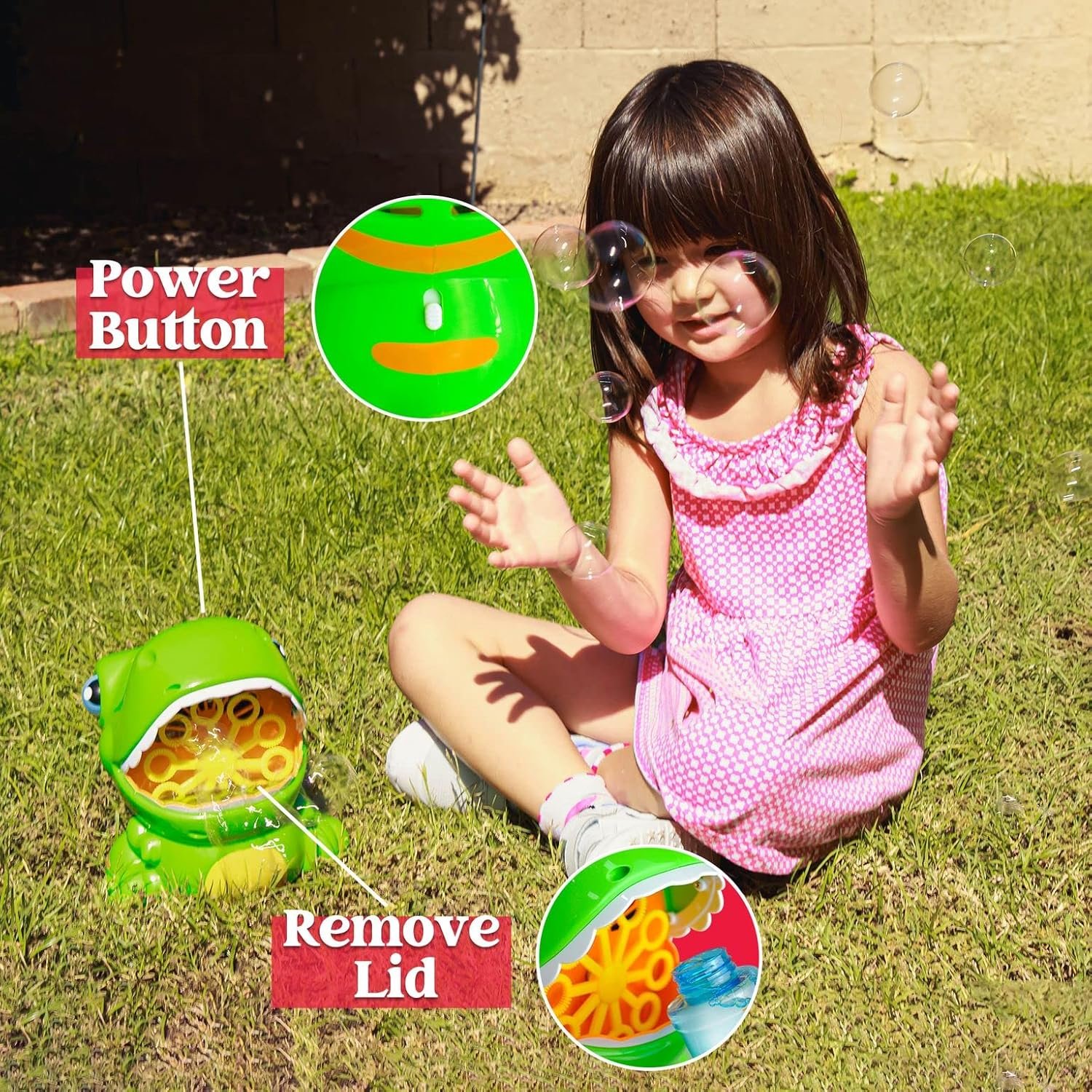 JOYIN Dinosaur Bubble Machine, Bubble Machine Gun Blower with Solutions for Kids, Summer Outdoor Indoor Toy, Dinosaur Party Favor, Kids Birthday Gift (Green) - Image 5