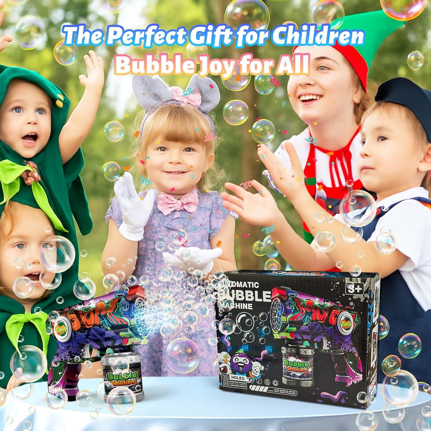 Bubble Gun for Kids with LED Lights & Leak-Proof Design, 10-Hole Automatic Bubble Machine Gun for Kid 3-8, Party Favors, Outdoor, Summer Toys, Birthday Gifts for Boys & Girls (Colorful) - Image 8