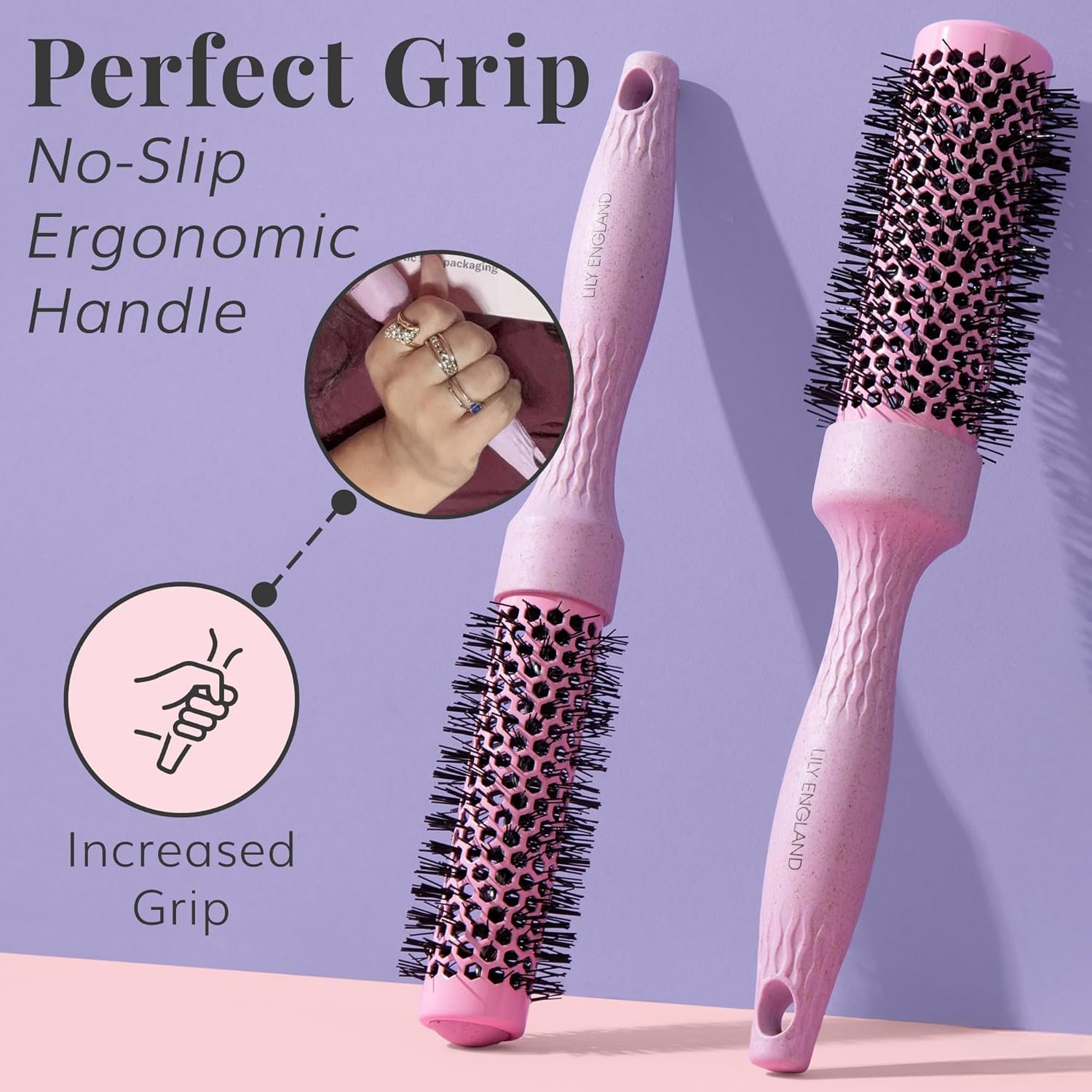 Lily England Round Blow Dry Brush Set for Women - Perfect for Voluminous Blowouts - Ceramic Ionic Technology - Luxury Gift for Her (Pink) - Image 7