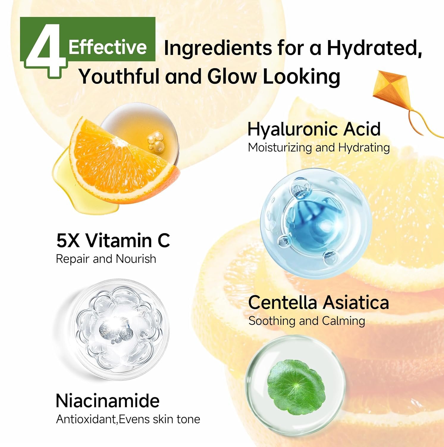 Glown 6-Piece Hydrating Skincare Set with Vitamin C & Niacinamide,Complete Face & Body Care Kit with Cleanser,Toner,Serum,Moisturizer,Eye Cream & Body Lotion | Valentine’s Day Skincare Gift for Women - Image 4