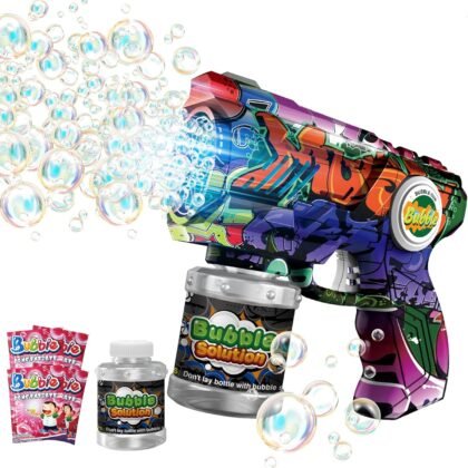 Bubble Gun for Kids with LED Lights & Leak-Proof Design, 10-Hole Automatic Bubble Machine Gun for Kid 3-8, Party Favors, Outdoor, Summer Toys, Birthday Gifts for Boys & Girls (Colorful)