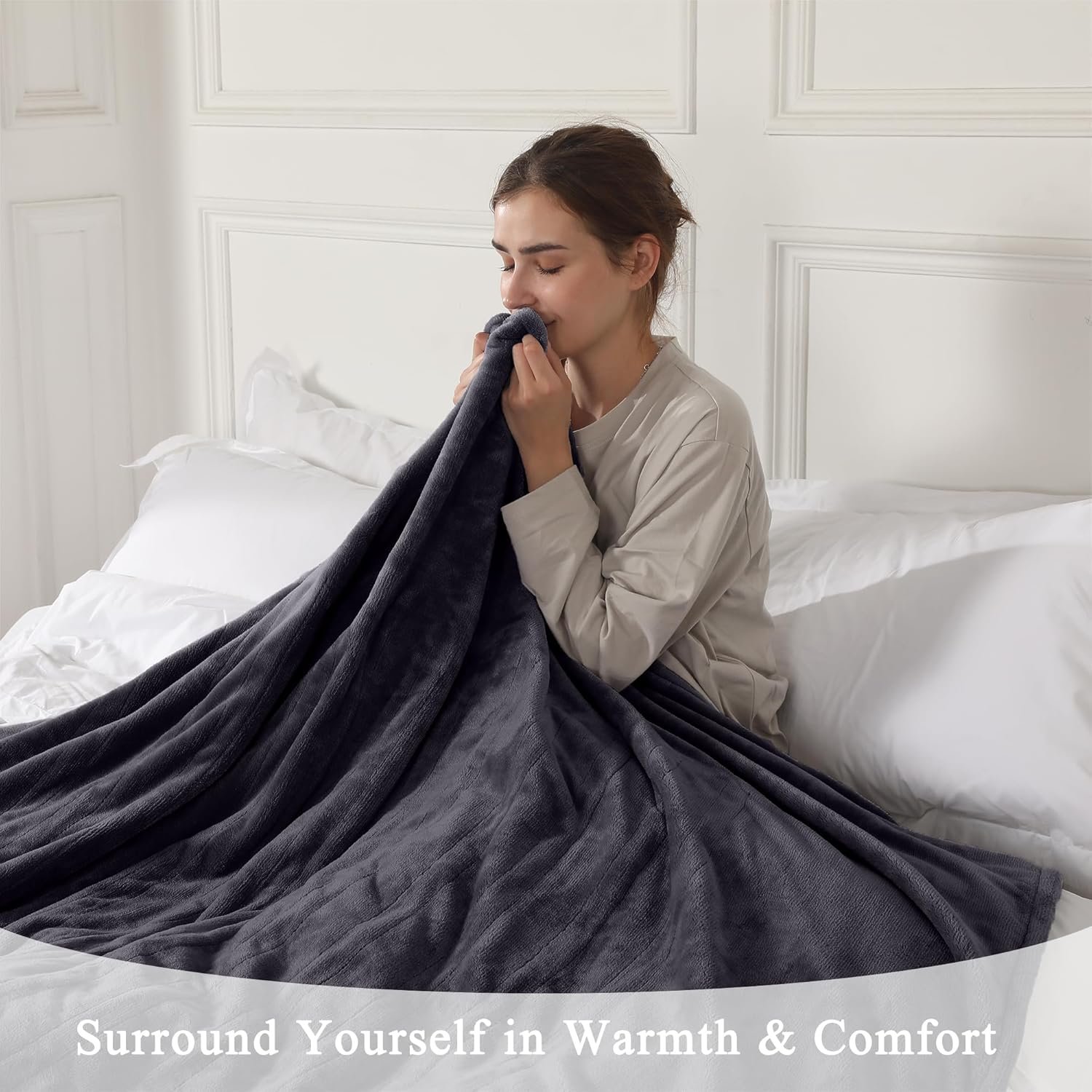 COZYTY Heated Blanket Electric Blanket Full Size, Super Soft Cozy Upgraded Flannel Heating Blanket with 6 Heating Levels & 1-10 Hours Auto Off, Fast Heating & Overheat Protection, 72" x 84", Dark Gray - Image 7