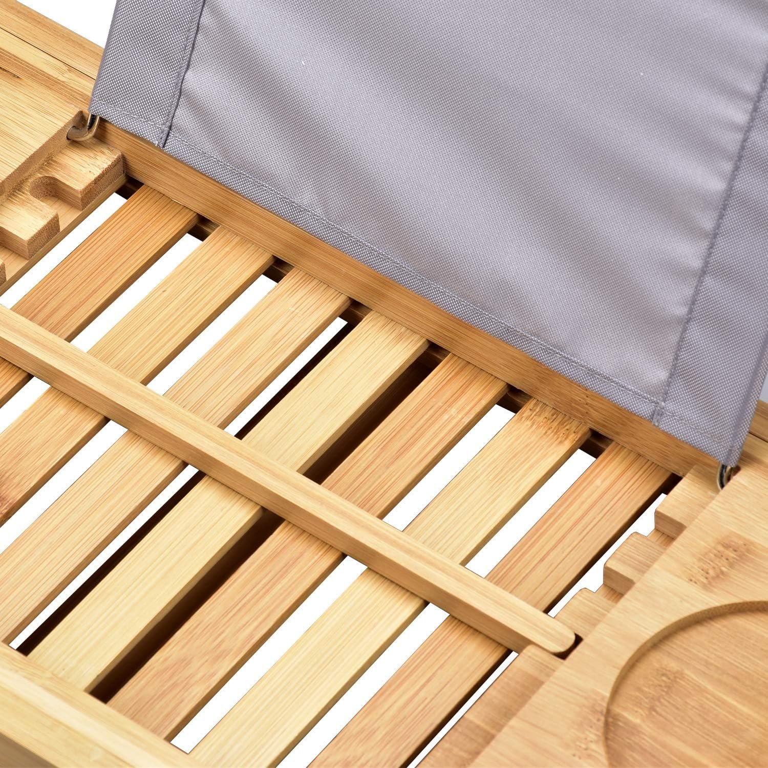 Luxury Bamboo Bathtub Tray - Wooden Expandable Caddy with Book, Tablet, Wine Holder - Gift Idea - Image 8
