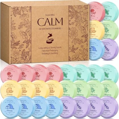 Shower Steamers 30 PCS with Individually Wrapped, Shower Bombs for Women with 6 Rich Scents, Rose Peppermint Citrus Eucalyptus Ocean Lavender, Mother's Day Valentines Birthday Present for Mom Wife Men