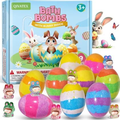 Bath Bombs with Toys Inside, Easter Basket Stuffers, Natural & Organic Kids Bath Bombs, Bubble Bath Birthday Easter Gifts Set for Kid Boys and Girls Ages 3+