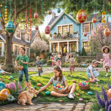 Vermont Christmas Company Easter Egg Hunt Jigsaw Puzzle 550 Piece - Large Pieces - Fully Interlocking & Randomly Shaped - 24" x 18"