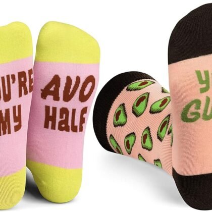 Funny Socks for Women and Men - 2 Pairs Unisex Fun Socks for Women Funny in Avocado Designs for Valentine's Day, Anniversary and Birthdays | Novelty Socks | One Size Fits Most