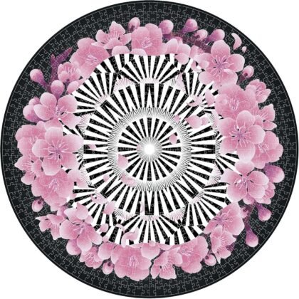 Lavievert 1000 Piece Round Jigsaw Puzzle Game for Adults - Romantic Cherry Blossom