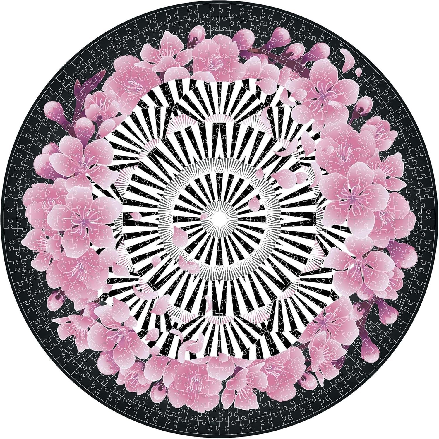 Lavievert 1000 Piece Round Jigsaw Puzzle Game for Adults - Romantic Cherry Blossom