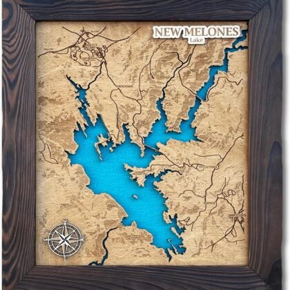 Custom Wood Map – Personalized 3D Lake Map Wall Art, Rustic Cabin & Lake House Decor, Wedding Gift, Handmade 5th Year Wood Gift