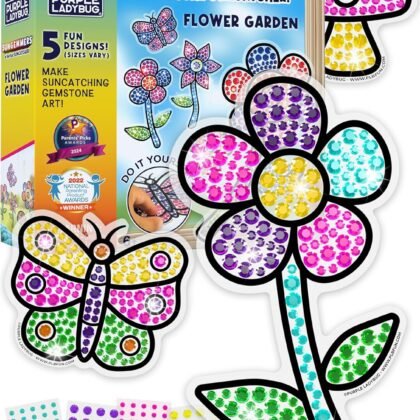 SunGemmers Suncatcher Gem Art for Kids, Summer Toys for Kids Ages 4-8, Great 6 Year Old Girl Gifts, Birthday Gift for Girls 5 6 7 8 9 10, Arts and Crafts for Kids Ages 6-8, Window Diamond Art Kit