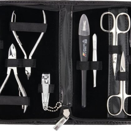 3 Swords Germany - brand quality 10 piece manicure pedicure grooming kit set for professional finger & toe nail care scissors clipper fashion leather case in gift box, Made by 3 Swords (00286)