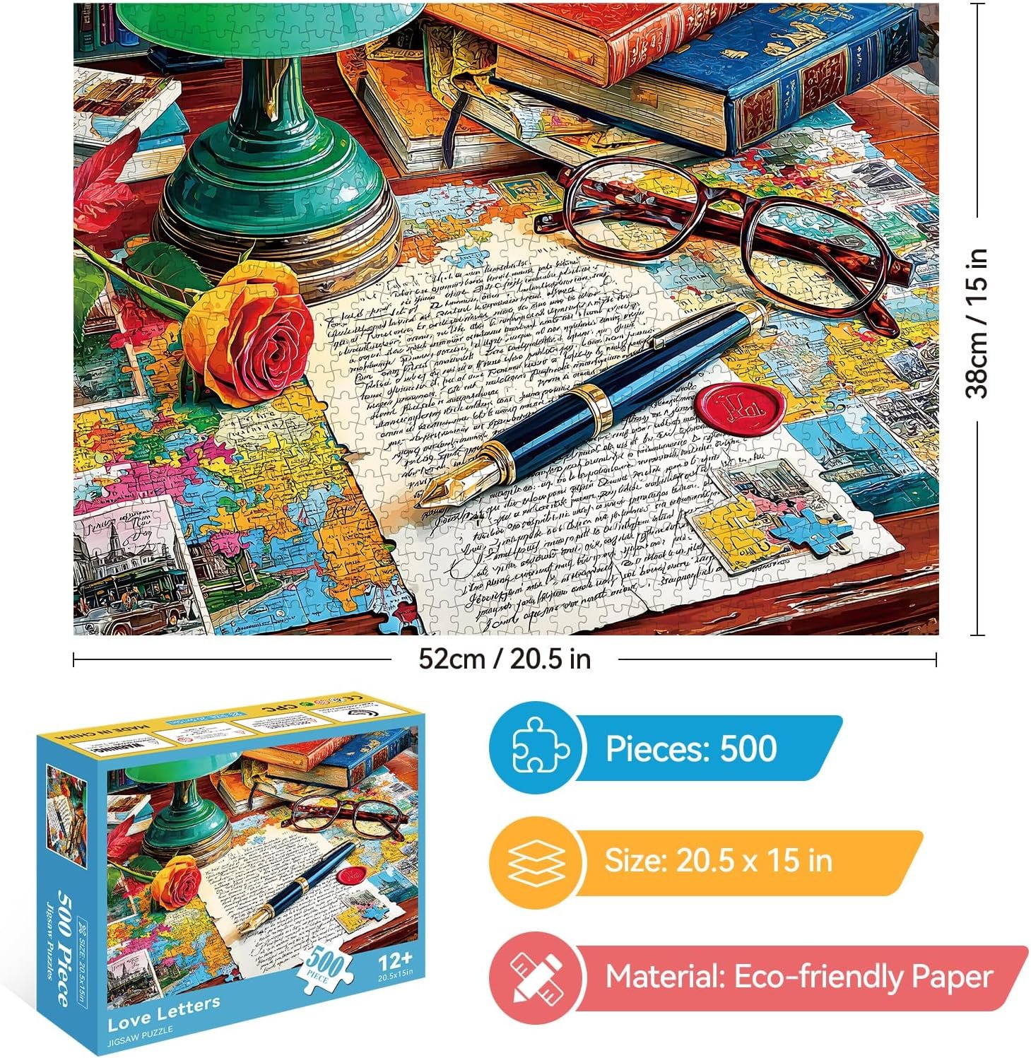 500 Pieces Puzzle for Adults – Romantic Love Letter Jigsaw Puzzle, Challenging, Relaxing & Perfect for Family Game Nights, 20.5 x 15 in - Image 2