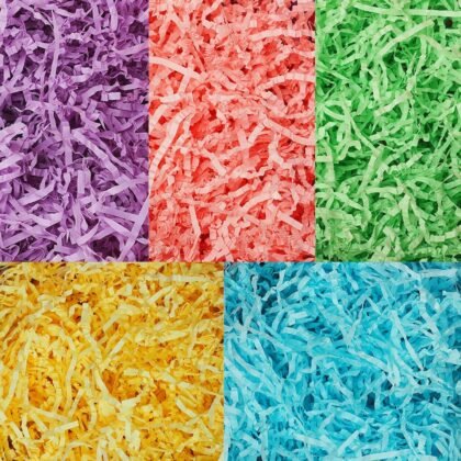 Uptotop 5oz 5 Colors Crinkle Cut Paper Shred Filler for Gift Wrapping, Gift Basket Filling, Perfect for Birthday, Christmas, Thanksgiving, Halloween, Easter, Valentine's Day, Mother's Day, Father's Day, Wedding & Holiday Decor