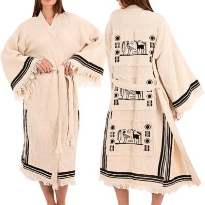 Cloud Cotton Muslin Robe - Organic Turkish Double Gauze Boho Beach Cover Up, Lightweight Spa Loungewear, Mothers Day Gift