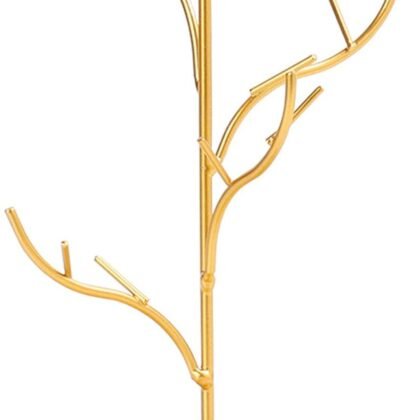ChezMax Jewelry Display Necklace Earring Organizer Holder Metal Birds Tree Stand with Tray Antique Bracelet Rings Rack Tower Decoration for Women Girl Gold 9.4 Inch