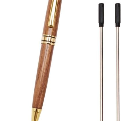 Luxury Walnut Wood Fancy Ballpoint Pen for Men Writing Journaling Pen Set with 2 Black Ink Refills and Gift Box Cool Journal Business Pens Elegant Vintage Wooden Professional Executive Twist Pen