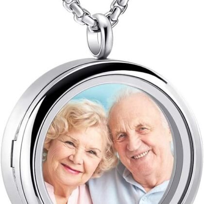 Oinsi Cremation Locket Necklace For Ashes Of Loved One Carry Photo Glass Memorial Urn Jewelry 316L Stainless Steel Keepsake Gifts