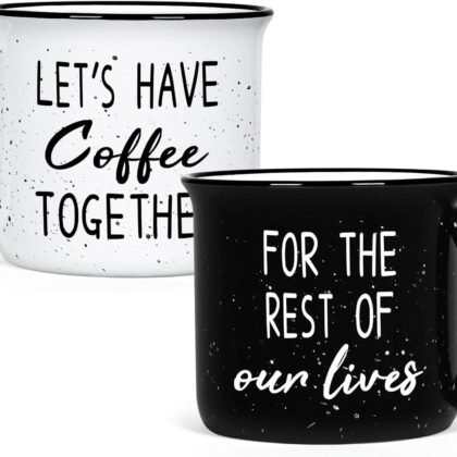 YHRJWN Couples Gifts, Let's Have Coffee Together For The Rest Of Our Lives Mug, Engagement Gifts for Couples, Anniversary Wedding Presents for Him Her, 15Oz