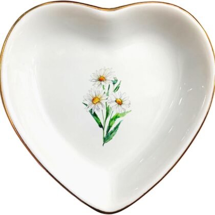 April Daisy Flower Ring Dish-White Floral Jewelry Dish for Hippie,Nature,Pace-January Flower for Mom,Mother-in-law,Step Mom,Godmother,Aunt,Grandma,Sister,Friend-Virgo Birthday Gifts