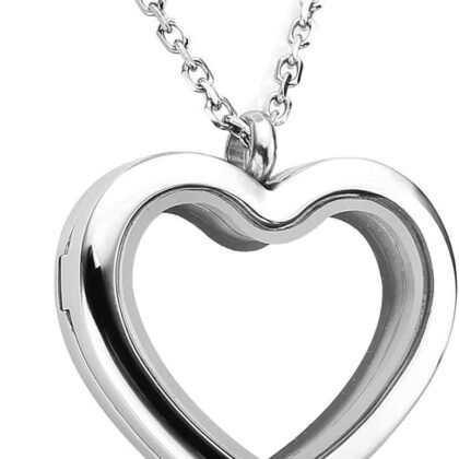 Jovivi Teardrop/Heart Floating Charm Memory Locket Necklace - 316 Surgical Stainless Steel Buckle Closure