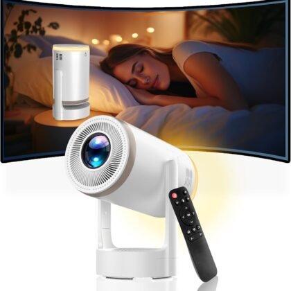 2-in-1 Portable Projector & LED Night Light,Mini Projectors with WiFi and Bluetooth,120" Display Supports 4K/1080P, Electric Focus/Enhanced Speaker,Home Movie Projector with Built-in Apps for Bedroom