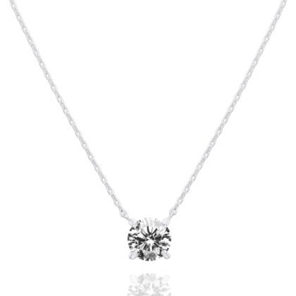 PAVOI 14K Gold Plated Crystal Solitaire 1.5 Carat (7.3mm) Cubic Zirconia Dainty Choker Necklace | Gold Necklaces for Women