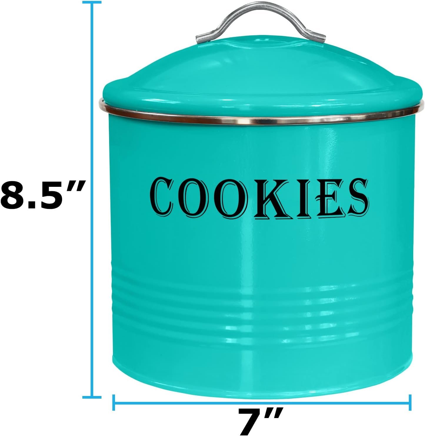 Blue Donuts Vintage Cookie Tin - Airtight, Large, Turquoise Cookie Jar with Lid for Kitchen Counter & Gift Giving - Image 3
