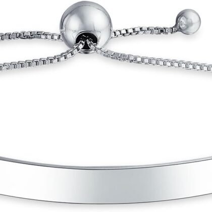 Bling Jewelry Personalized Identification ID Bracelet Inspirational Word Bolo Bracelet For Women Teens Graduation Gift .925 Sterling Silver Adjustable Customizable