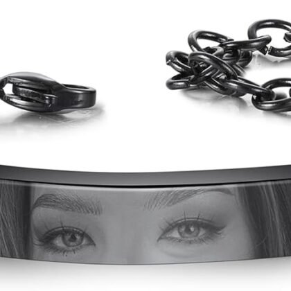 MeMeDIY Custom Eye Photo Bracelet for Men Adjustable Stainless Steel Bracelets with Photo/Name/Text Engraving Personalized Gifts for Husband Boyfriend Couple Anniversary