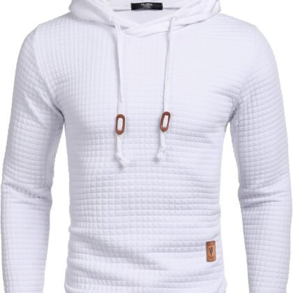COOFANDY Mens Hooded Sweatshirt Casual Long Sleeve Drawstring Waffle Knit Pullover Hoodies