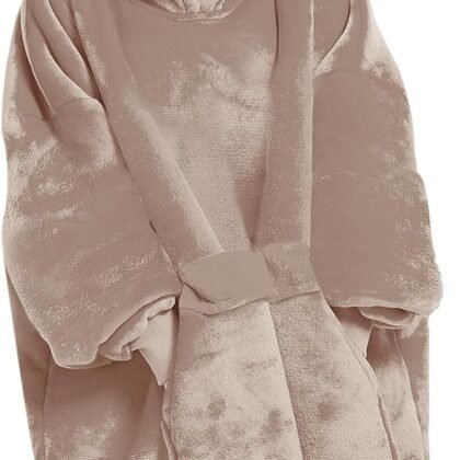 Lzzidou Oversized Blanket Hoodie for Women, Two Layers Cozy Flannel Sherpa Wearable Blanket Sweatshirt Adult