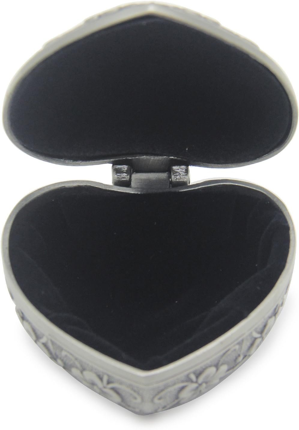 Classic Vintage Antique Heart Shape Jewelry Box Ring Small Trinket Storage Organizer Chest Christmas Gift, Silver - Image 5