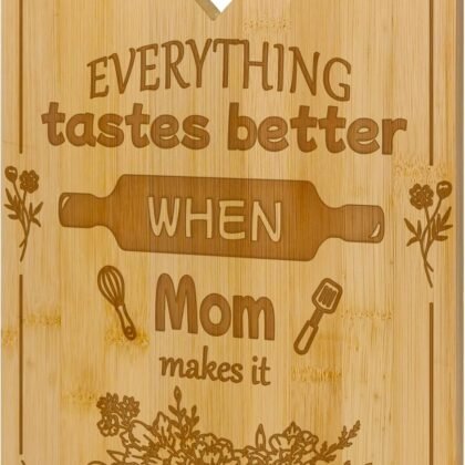 Mother’s Day Bamboo Cutting Board Gift for Mom – Engraved Kitchen Cutting Board with Heart Design – Unique Mom Gifts for Birthday, Christmas, Thanksgiving – Kitchen Decor & Cooking Gift