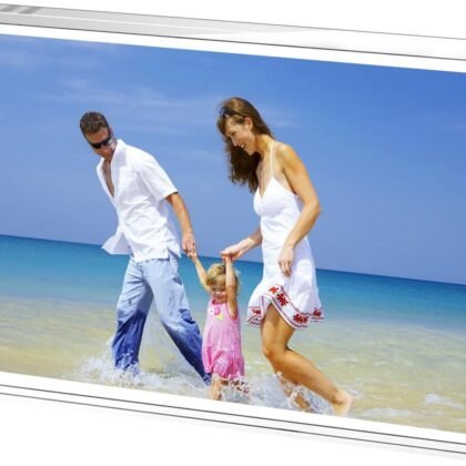 AMEITECH Acrylic Picture Frames, 4x6 inch Clear Double Sided Block Set, Desktop Frameless Magnetic Photo Frame