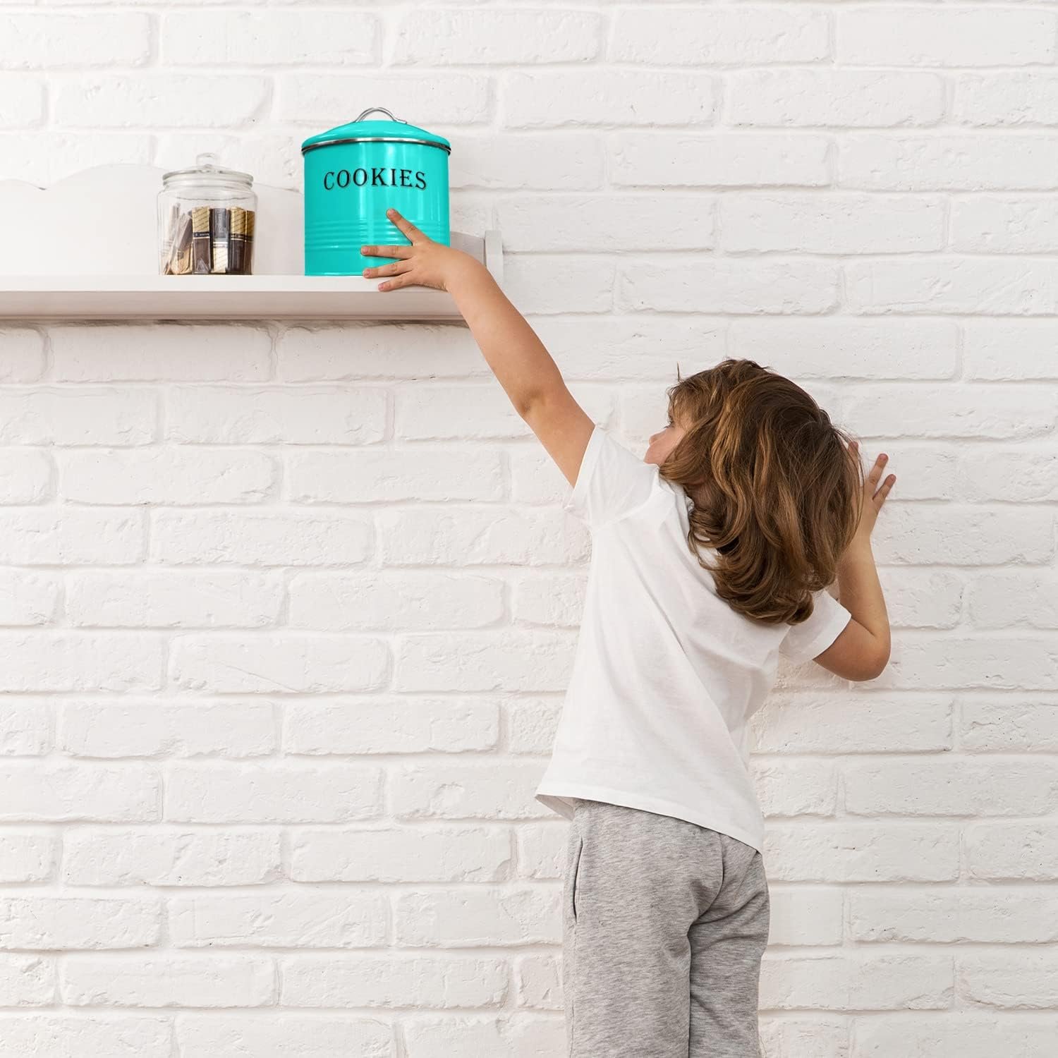 Blue Donuts Vintage Cookie Tin - Airtight, Large, Turquoise Cookie Jar with Lid for Kitchen Counter & Gift Giving - Image 5