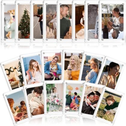 CeeVian Acrylic Fridge Magnetic Frame 20 Packs Double Sided Clear Small Photo Frame Magnet Photo Frame Mini Picture Frames for Polaroid Camera for Fridge Locker Wall 2.36x3.54 Inch