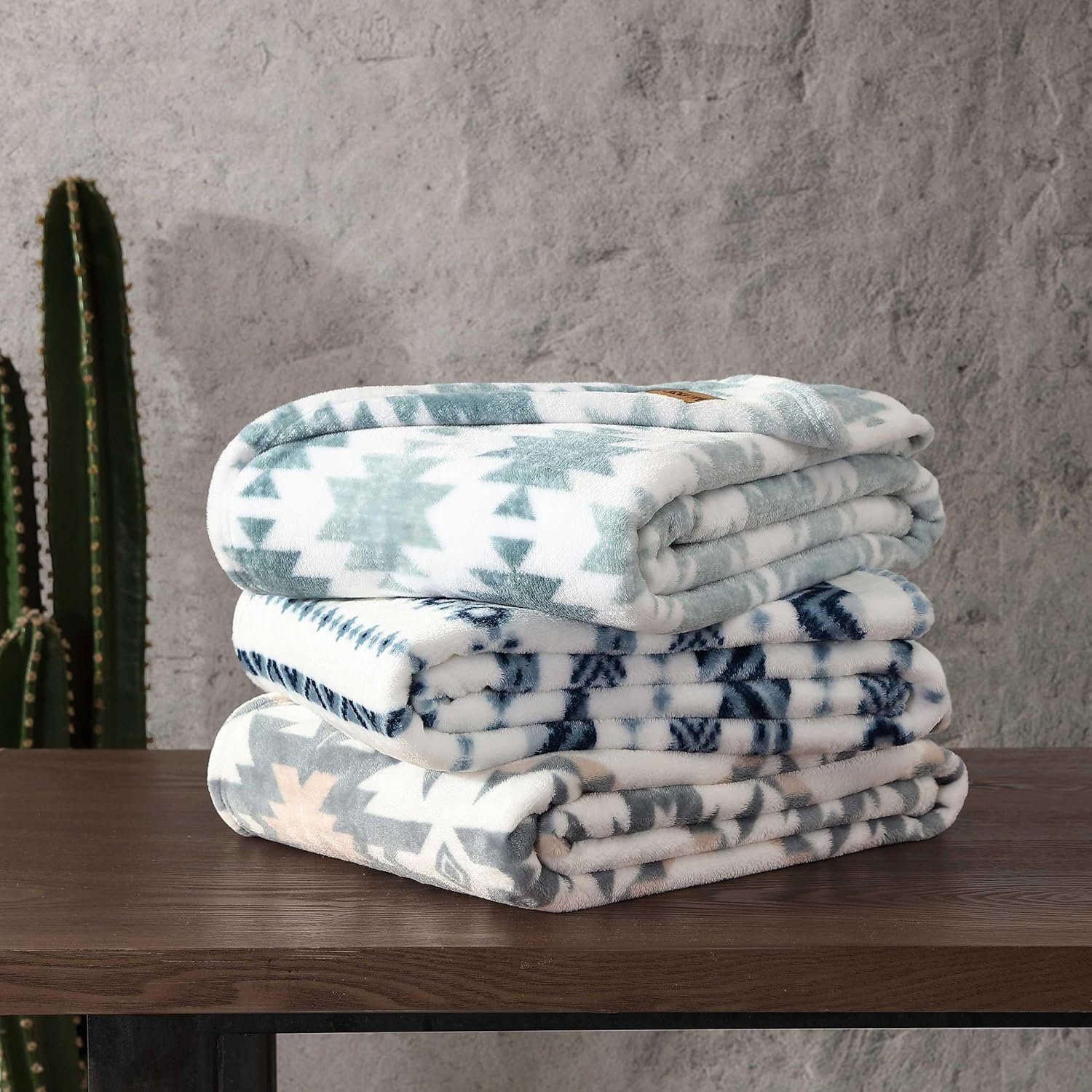 Wrangler - Blanket, Super Soft Sherpa Bedding, Yellowstone Inspired Throw Blanket for Couch or Bed (Canyon Ikat Blue, 50" x 60") - Image 5