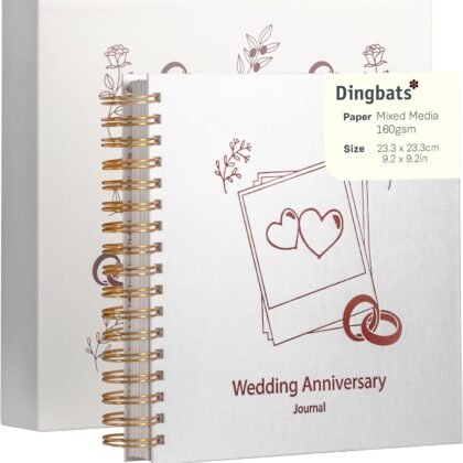 Dingbats* Wedding Anniversary Journal for Couples - Guided Memory Book with Prompts & Envelopes for Love Letters - Thick Paper Spiral Hardcover Marriage Journal Notebook to Record Milestones Each Year