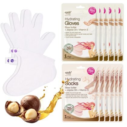 Epielle Hydrating Hand & Foot Masks, Relieve and Soften Dry, Overworked Skin, Self Care Gifts for Women, Spa Kit, Mothers Day Gifts, 6 Moisturizing Gloves & 6 Moisturizing Socks