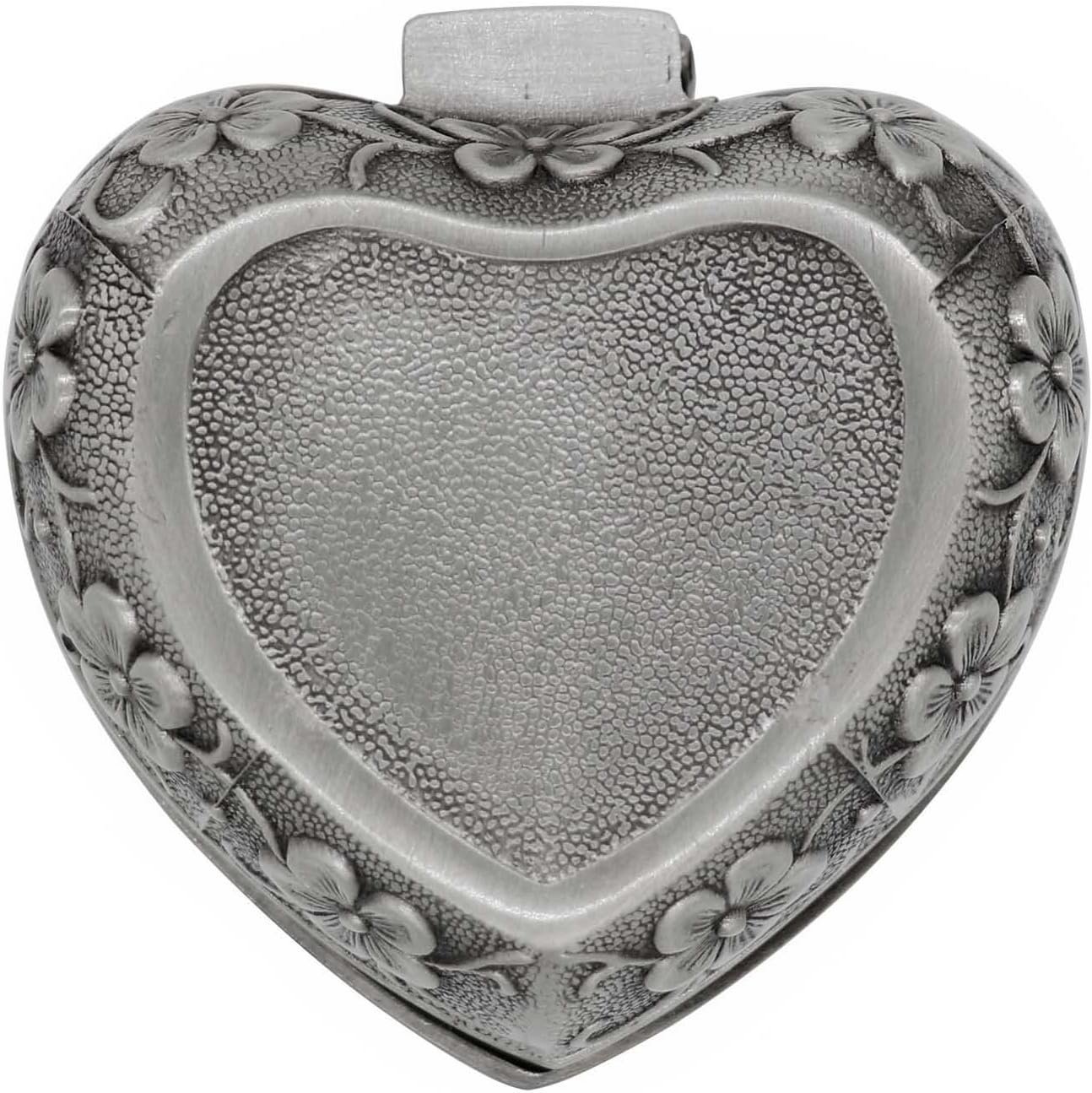 Classic Vintage Antique Heart Shape Jewelry Box Ring Small Trinket Storage Organizer Chest Christmas Gift, Silver - Image 8