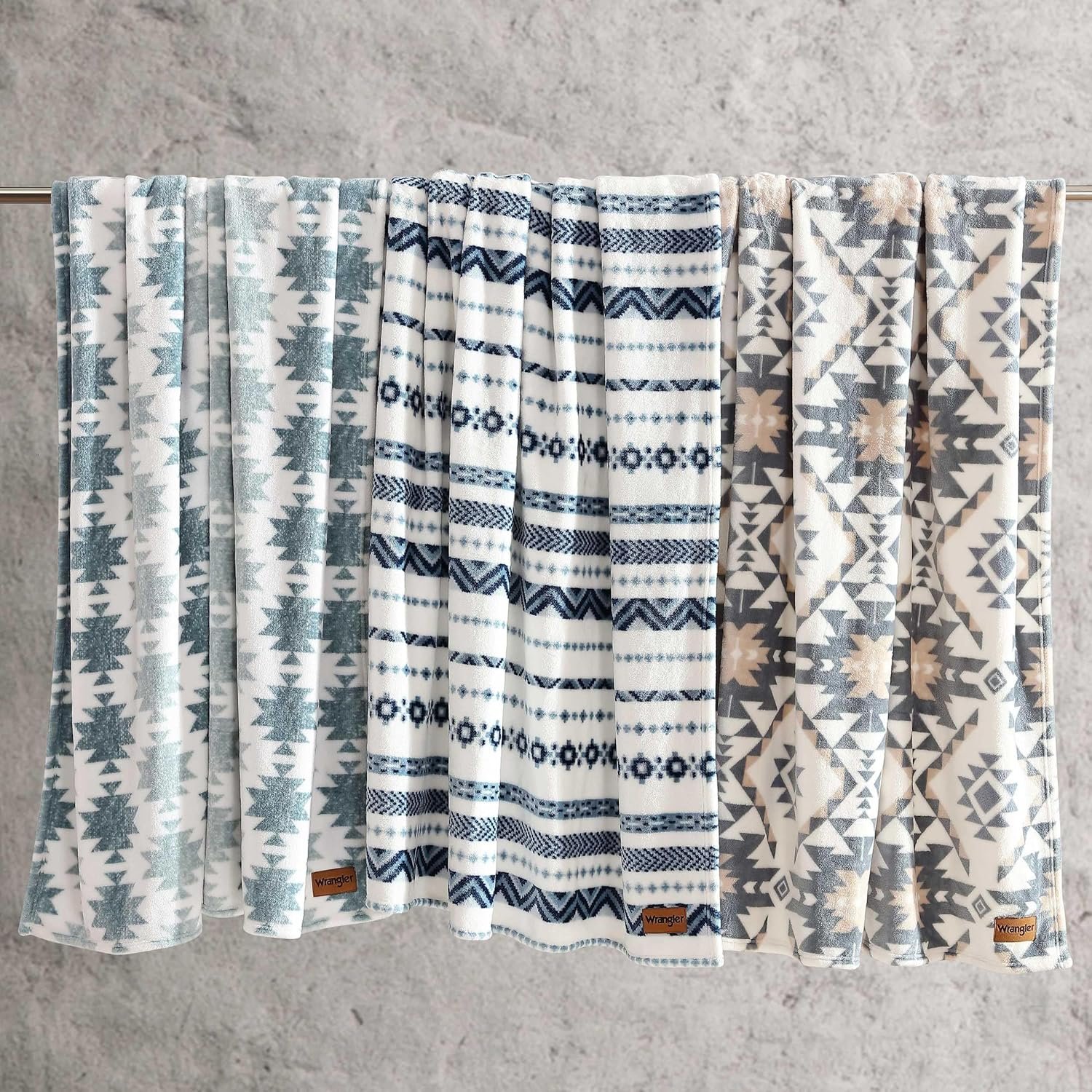 Wrangler - Blanket, Super Soft Sherpa Bedding, Yellowstone Inspired Throw Blanket for Couch or Bed (Canyon Ikat Blue, 50" x 60") - Image 4